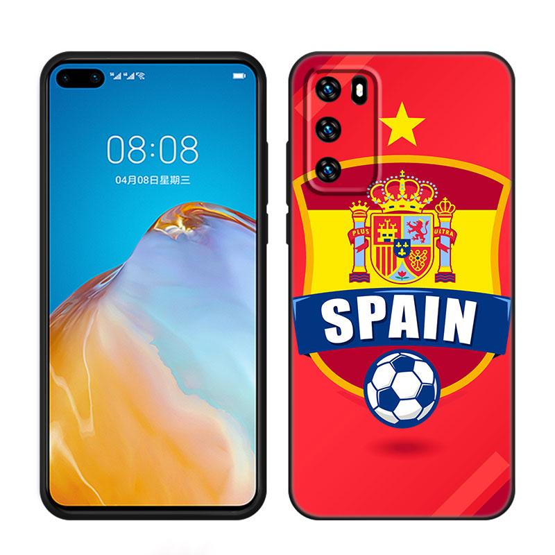 Hiszpania Flagi Narodowe Czarne Etui na Telefon Dla Huawei P10 P20 P30 P40 Lite P50 P60 Art P50E P Smart Z 2018 2020 2021 Pro 2019