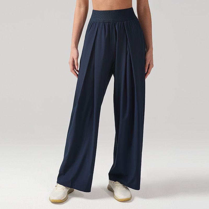 

Lu Same Style High Waist Slim Looking Exercise Workout Pants Female Loose Sun Protection Straight-leg Quick-Drying Breathable Wide Leg Casual Trousers Navy blue XL
