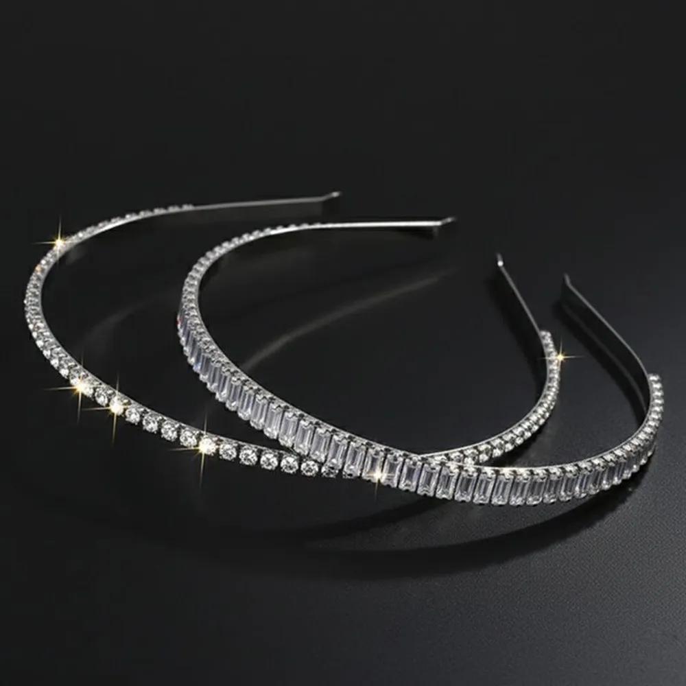 Zirconia Silver Cubic Layered Simple Headbands by Size 3mm