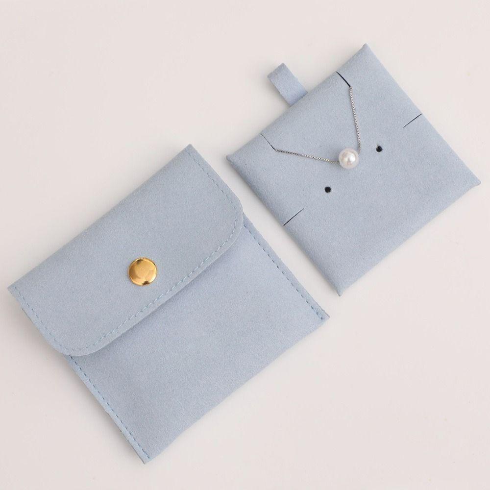 Portable Microfiber Snap Button Storage Pouch Jewelry Bag Bracelet Bag Packaging Bag