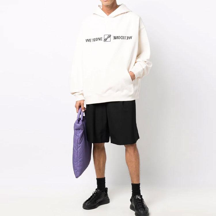 WE11DONE Patched Mirror Logo Hoodie Ivory Unisex Tops White WD-TH3-21-564-U-IV