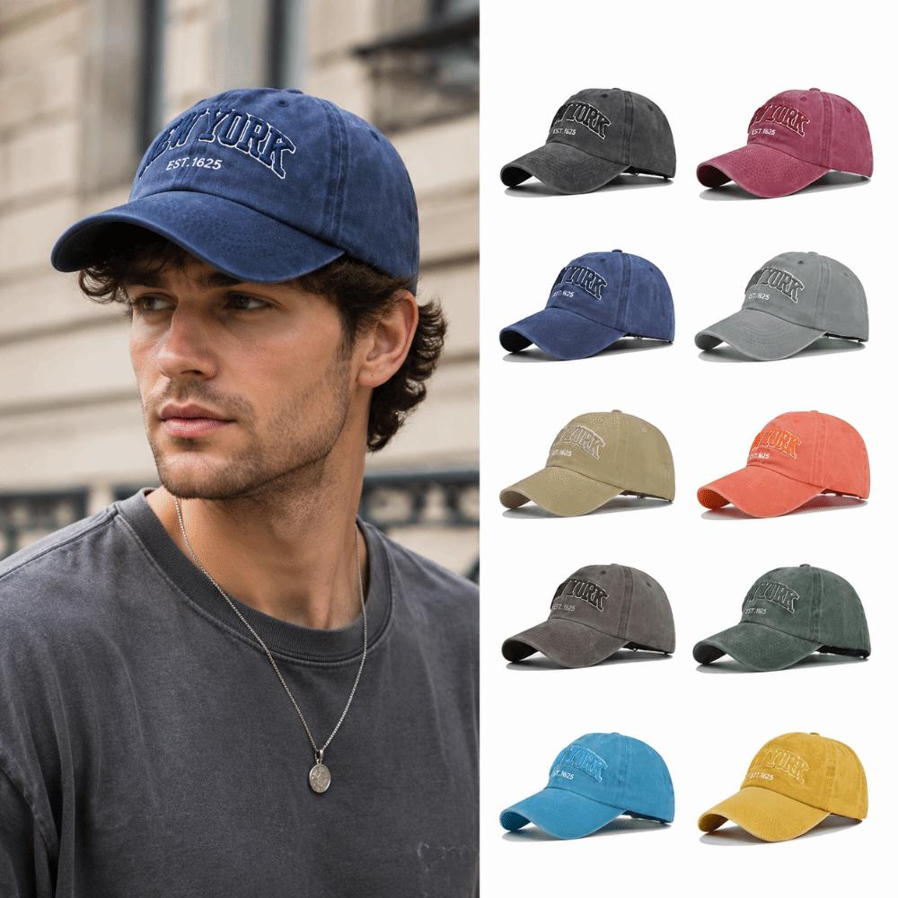 Washed Cotton New York EST.1626 Baseball Caps Letter Embroidery Dad Hat for Men Women