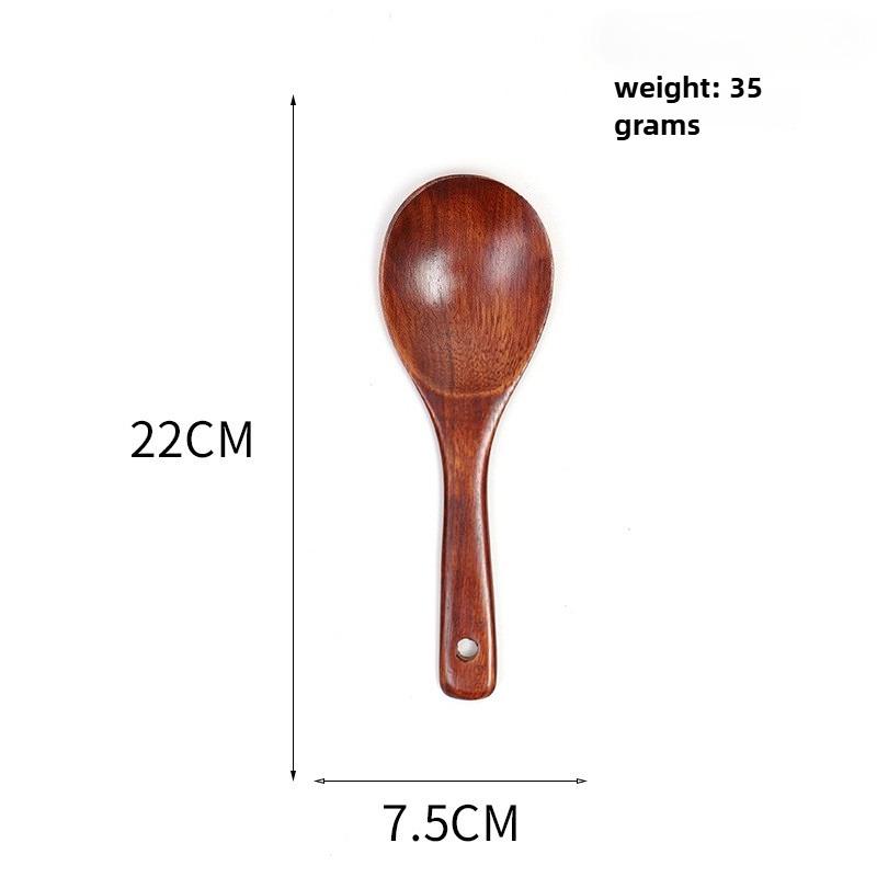 1 Non Stick Wooden Cooking Spoon Kitchen Daily Solid Heat-resistant Soup Long Handled Spoon Wooden Tableware
