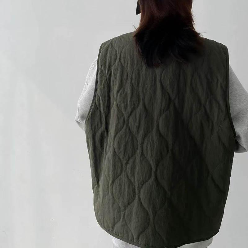 Vest for Women Cotton Winter Sleeveless Tops Vest Oversize Thickened Casual V-neck Caot Vest