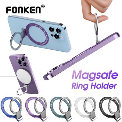 FONKEN Soporte ultrafino para anillo de dedo de teléfono magnético MagSafe, soporte giratorio para iPhone 14, 13 y Samsung