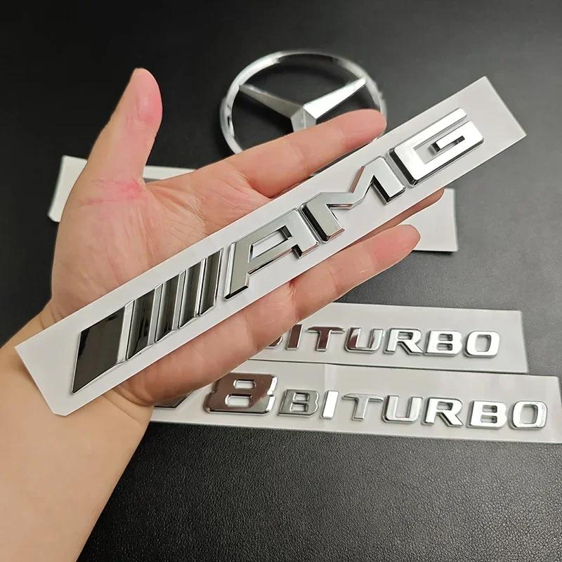 מדבקת רכב חמה 3D ABS כרום C63S אותיות לוגו V8 BITURBO תגית מדבקת כוכב אחורית לרכב תא מטען סמל AMG עבור מרצדס בנץ C63S A