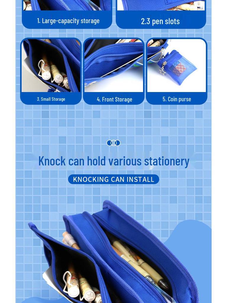 Steve's World Pencil Case for Elementary Students with Coin Purse & Cute Amulet Pendant