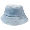 Rhinestones Decor Fisherman Hat Sun Foldable Bucket Hat for Vacation