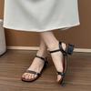 Fashion 2025Block Heel Explosive Straight Strap Sandals Women's Summer New Simple Square Toe Open Toe Square Heel Shoes