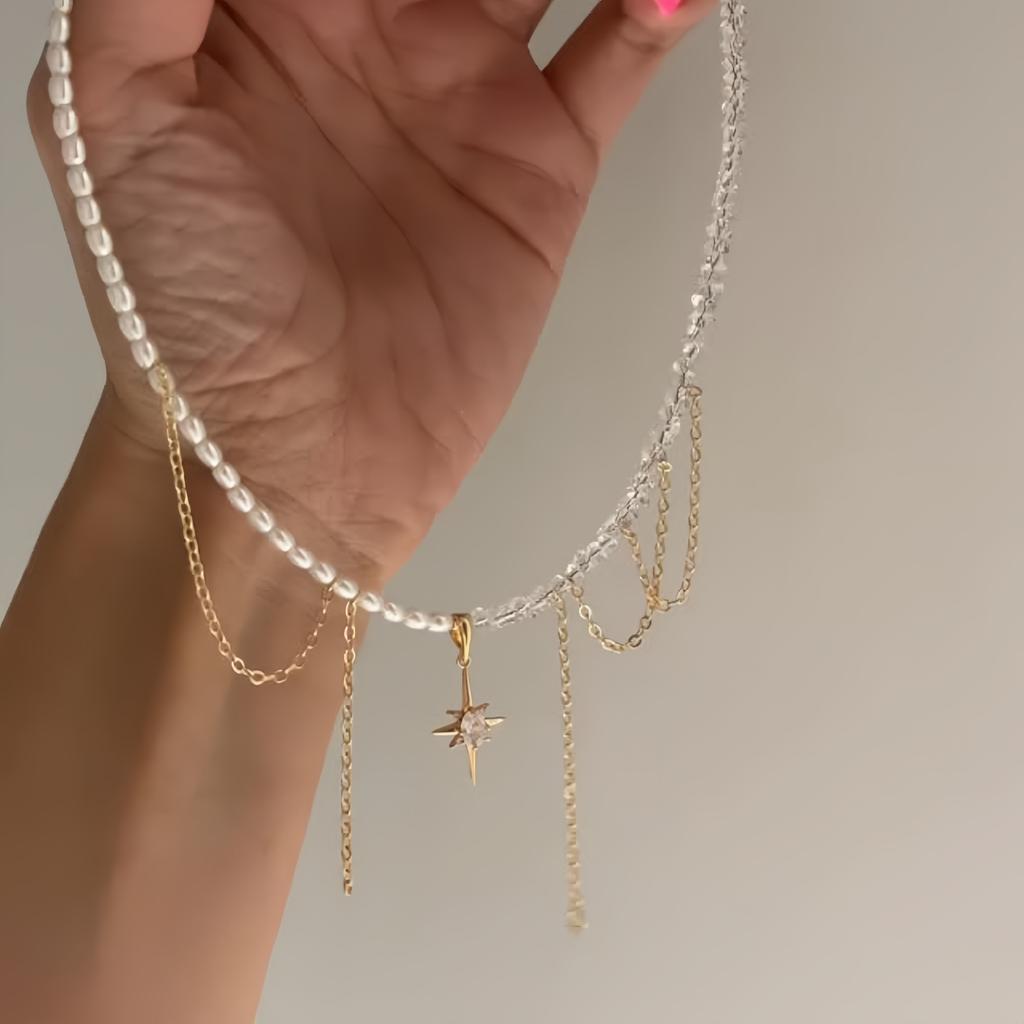 Nuova Collana con Perline a Forma di Cuore Y2K Donna Boho Cristallo Classe Ghiaia Catena Clavicola Choker Cool Y2K Gioielli di Moda Raffinati