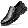 Czarne buty wsuwane z prawdziwej skóry dla mężczyzn w średnim wieku i starszych - Antypoślizgowa miękka podeszwa, obuwie codzienne na jesień.