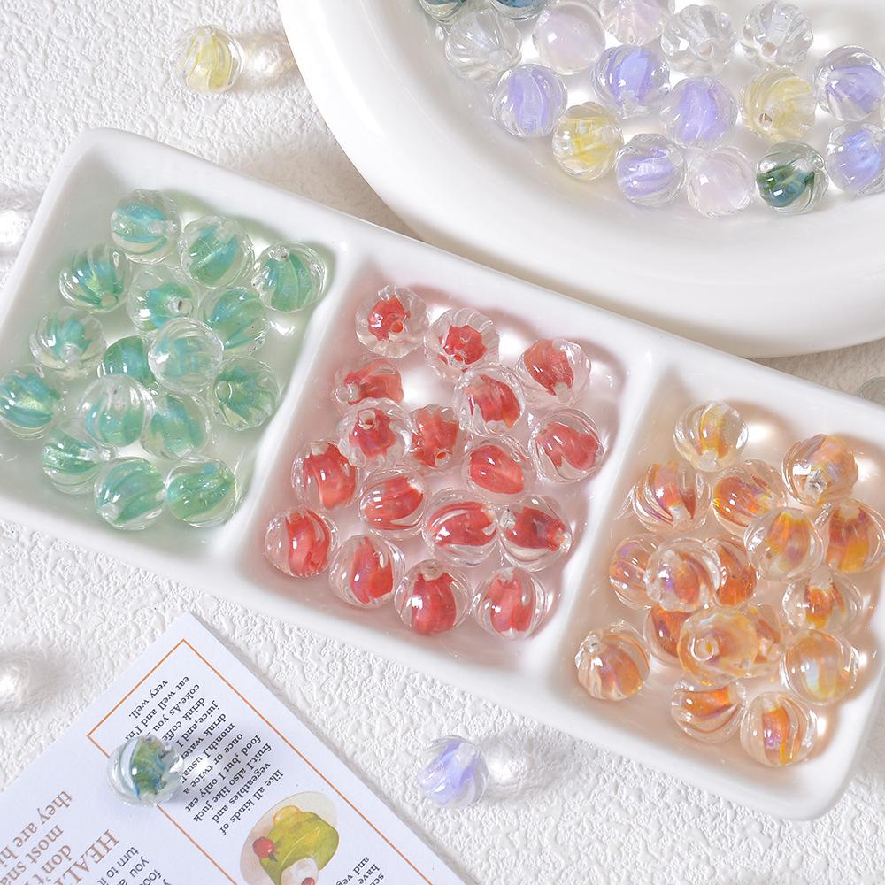 Yori 10Pcs/Bag Glass Watermelon Lantern Beads Handmade DIY Beaded Materials Bracelet Necklace Jewelry Gift Box