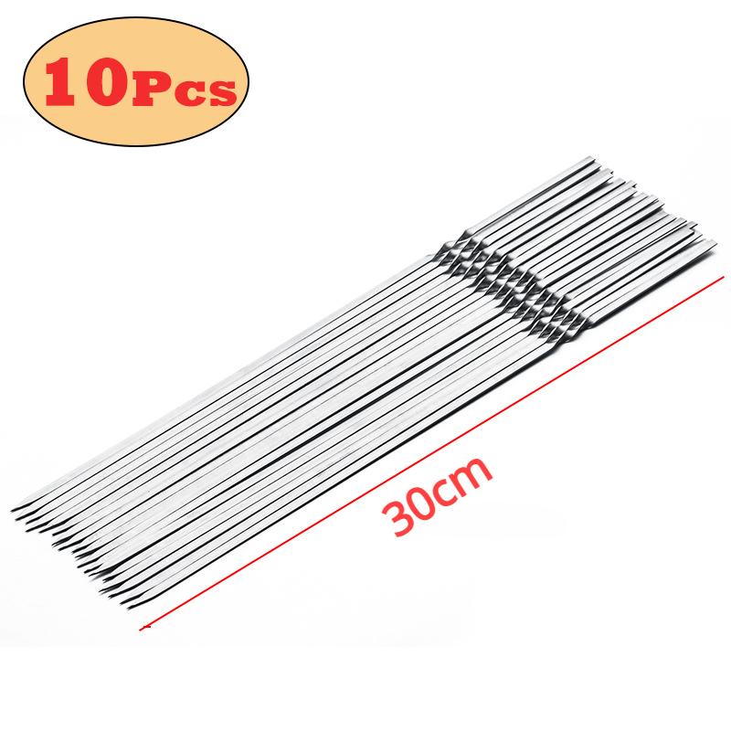 10/15Pcs Stainless Steel Barbecue Skewer Reusable BBQ Skewers Kebab Iron Stick for Outdoor Camping Picnic Cooking Tools 30/35cm