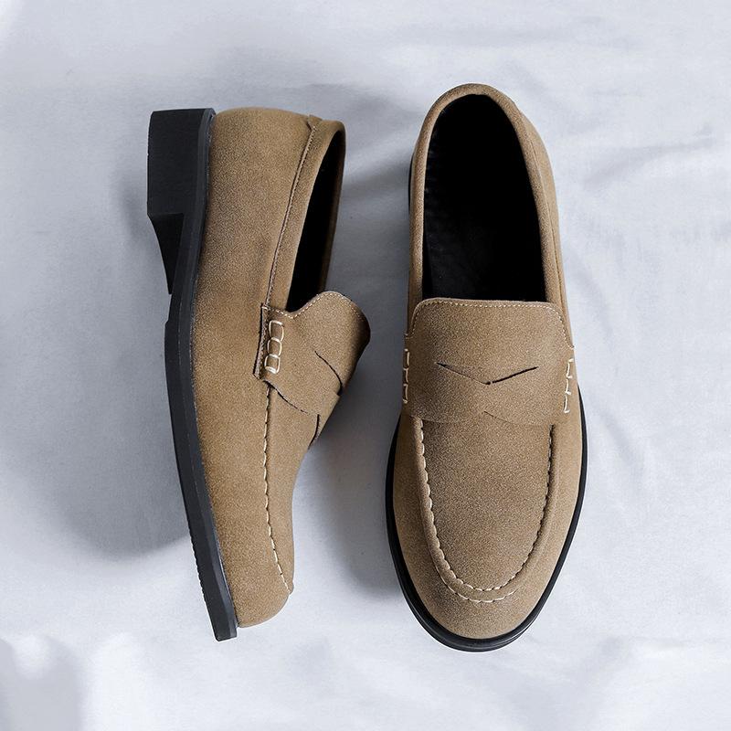 

Мужские туфли-лоферы мужские 2025 осень новые британские туфли с одной педалью маленькие кожаные туфли 8254-R 38 светло-коричневого