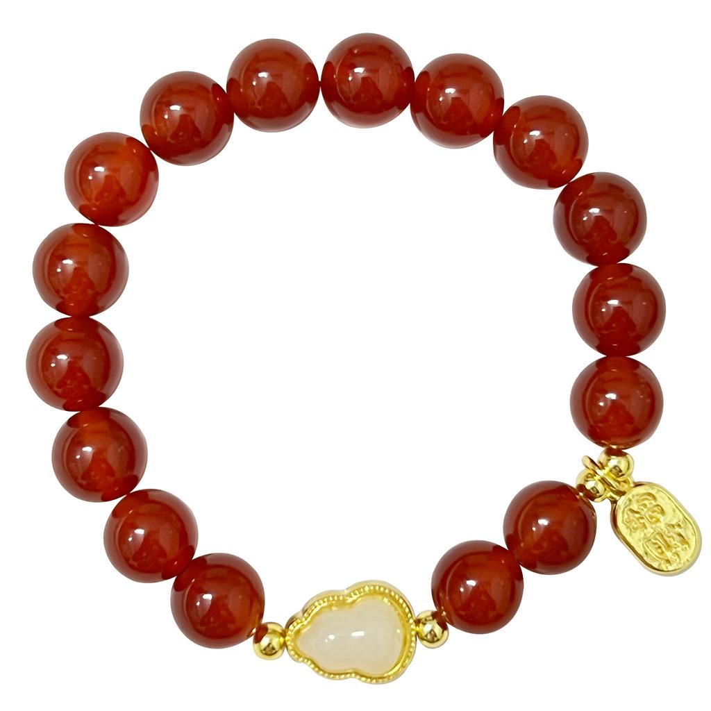 Natural Stone Beaded Bracelets for Women 10mm Round Beads Agate Bangle Semi-Precious Gemstones Bracelet DIY Valentines Day Gifts