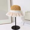 Lightweight Vacation Beach Cap Breathable Woven Sun Cap Wide Brimmed Straw Hat  Seaside Vacation