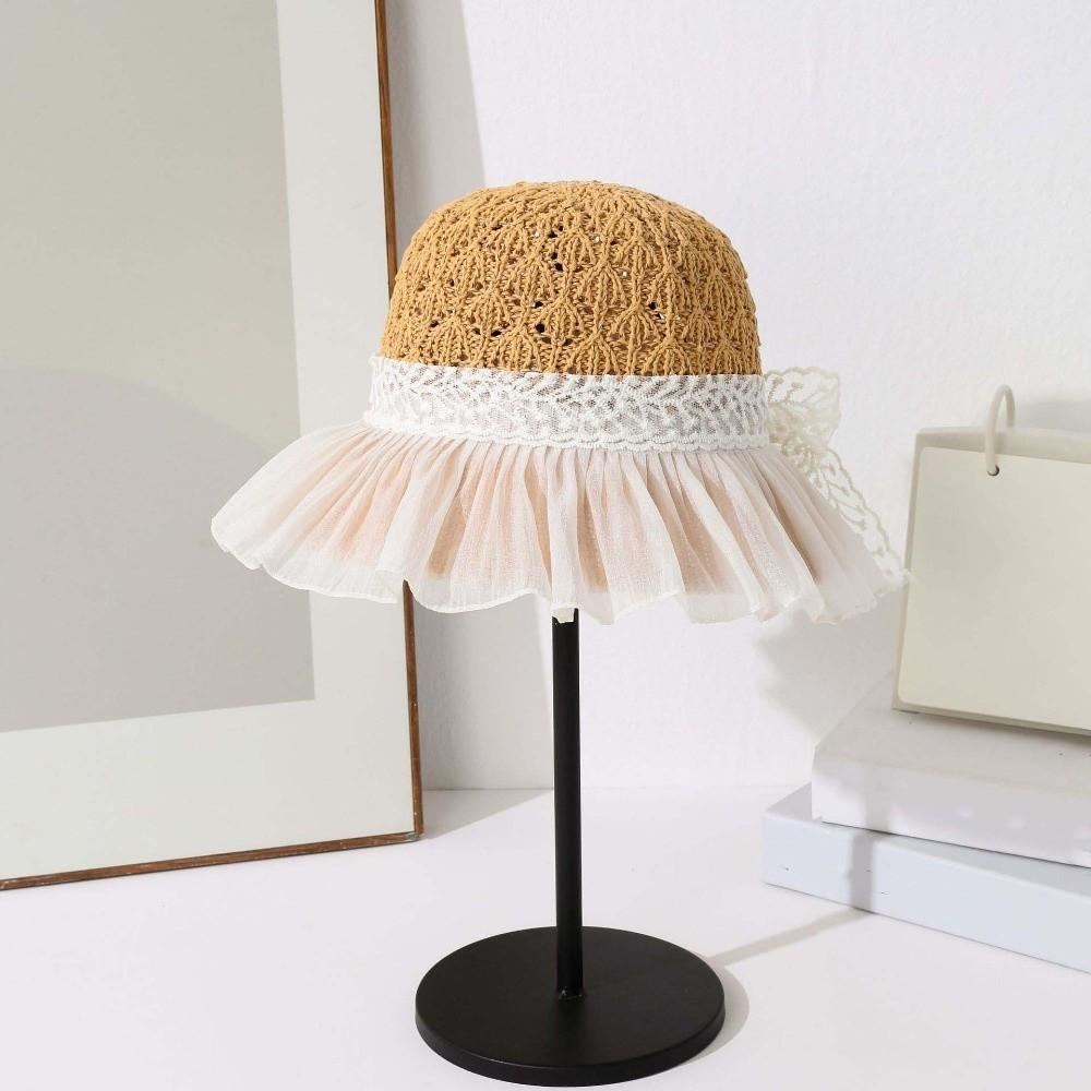 Lightweight Vacation Beach Cap Breathable Woven Sun Cap Wide Brimmed Straw Hat Seaside Vacation