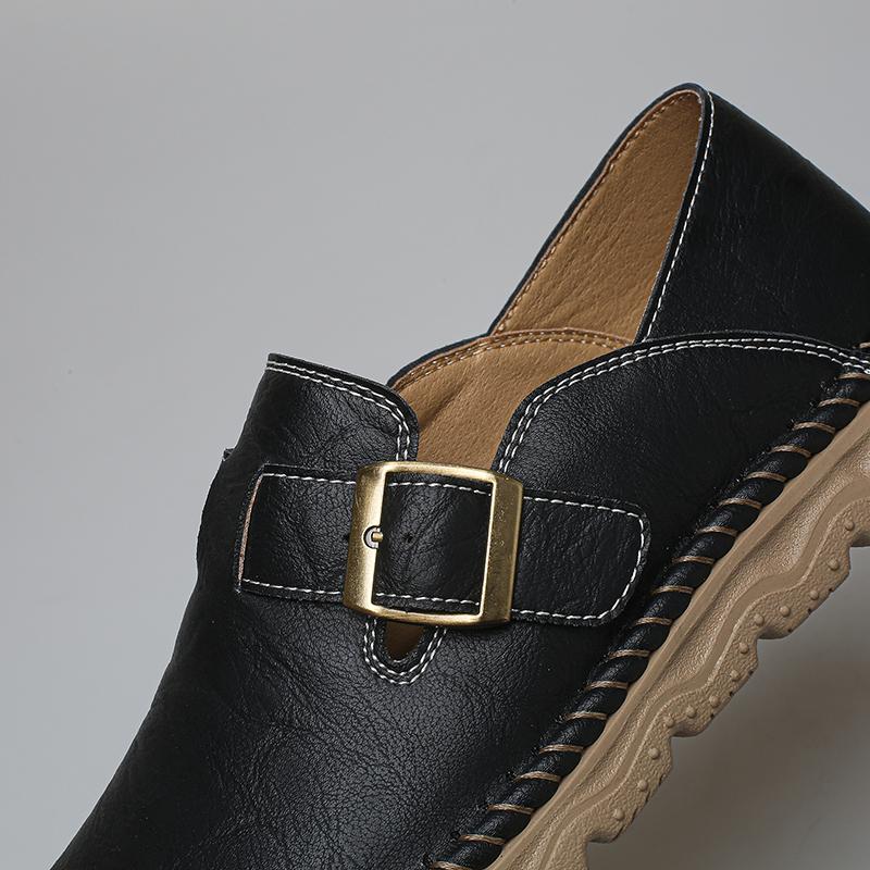Men's Casual Leather Sneakers Handmade Outdoor Low-top Shoes