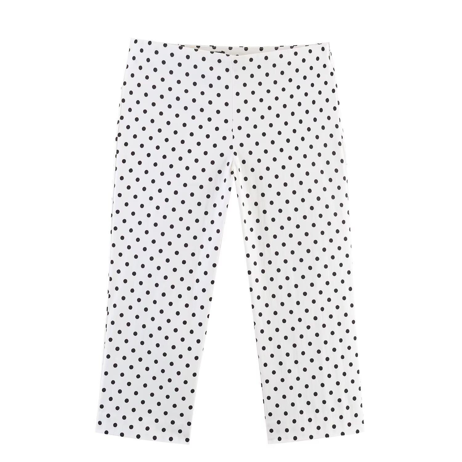 European and American style, new women s clothing, foreign style fashion polka dot shirt jacket polka dot capri pants XS