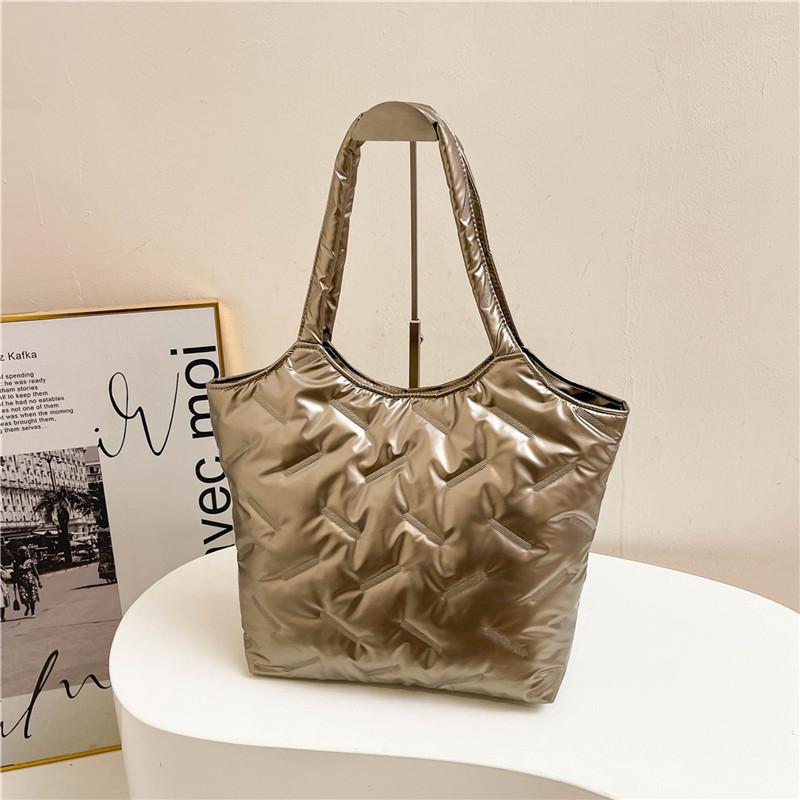 

Глянцева бавовняна сумка для одягу жіноча зимова модна сумка через плече ручна жіноча сумка великої місткості сумка-тоут для щоденних поїздок сумка золотий