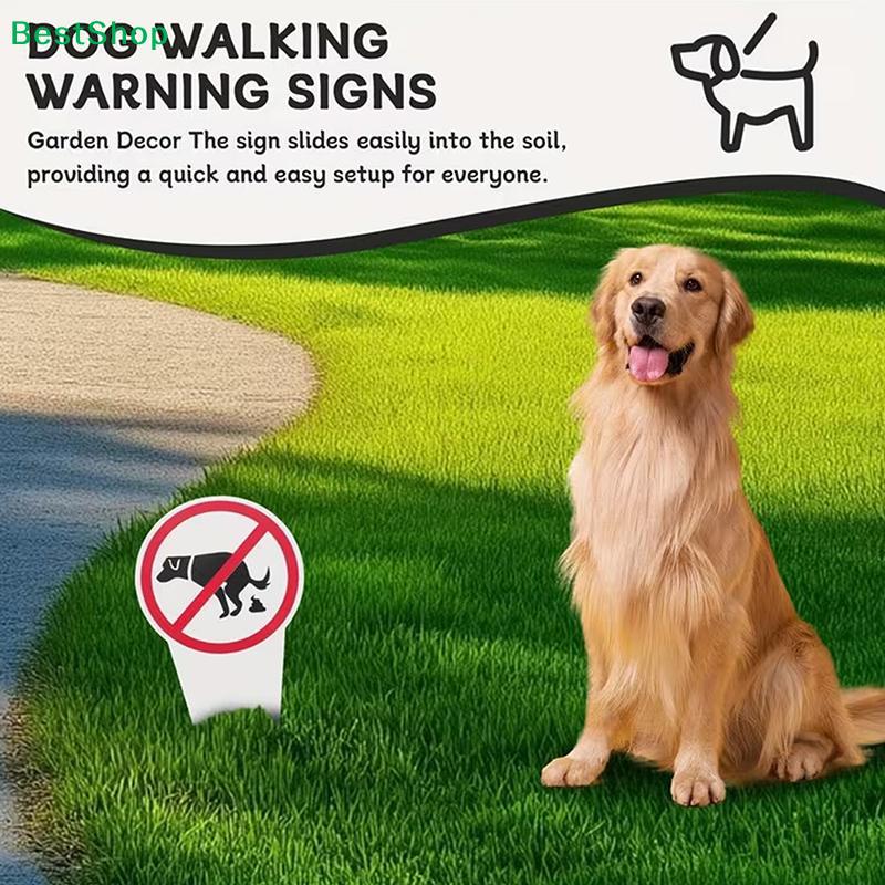 "No Dog Poop" Plastic Sign No Pooping Warning Yard Sign Garden Stake Outdoor Waterproof Warning
