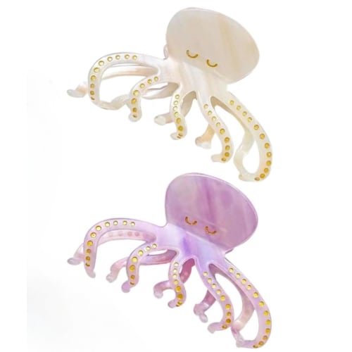 2 Large Acetate Octopus Hair Clips, Strong Non-Slip Grip, Octopus Hair Clips for Thick Hair, Big Hair Clips & Claw Clips for Teen Girls and Women