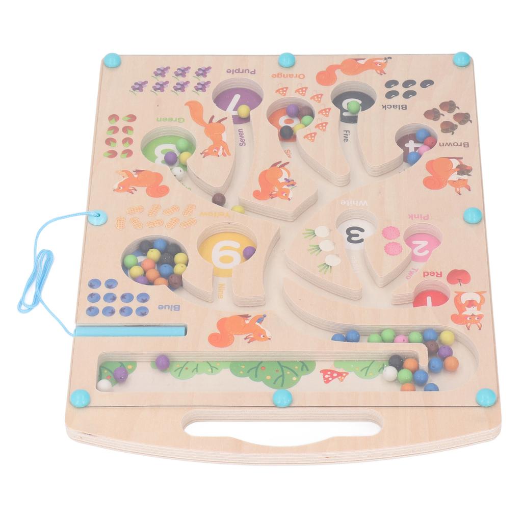 Magnetic Color and Number Maze Board Problem Solving Color Recognition Beads Puzzle Sorting Toy for