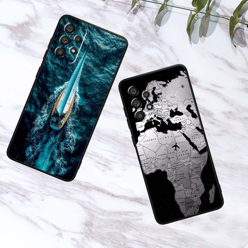 Fashion Airplane Pattern Phone Case For Samsung A41 A35 A34 A33 A32 A25 A24 A23 A21s A06 A05 A04 A03 Note 10 20 Ultra 5G Black