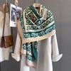 Korean Japanese Style Vintage Geometric Printed Scarf For Women