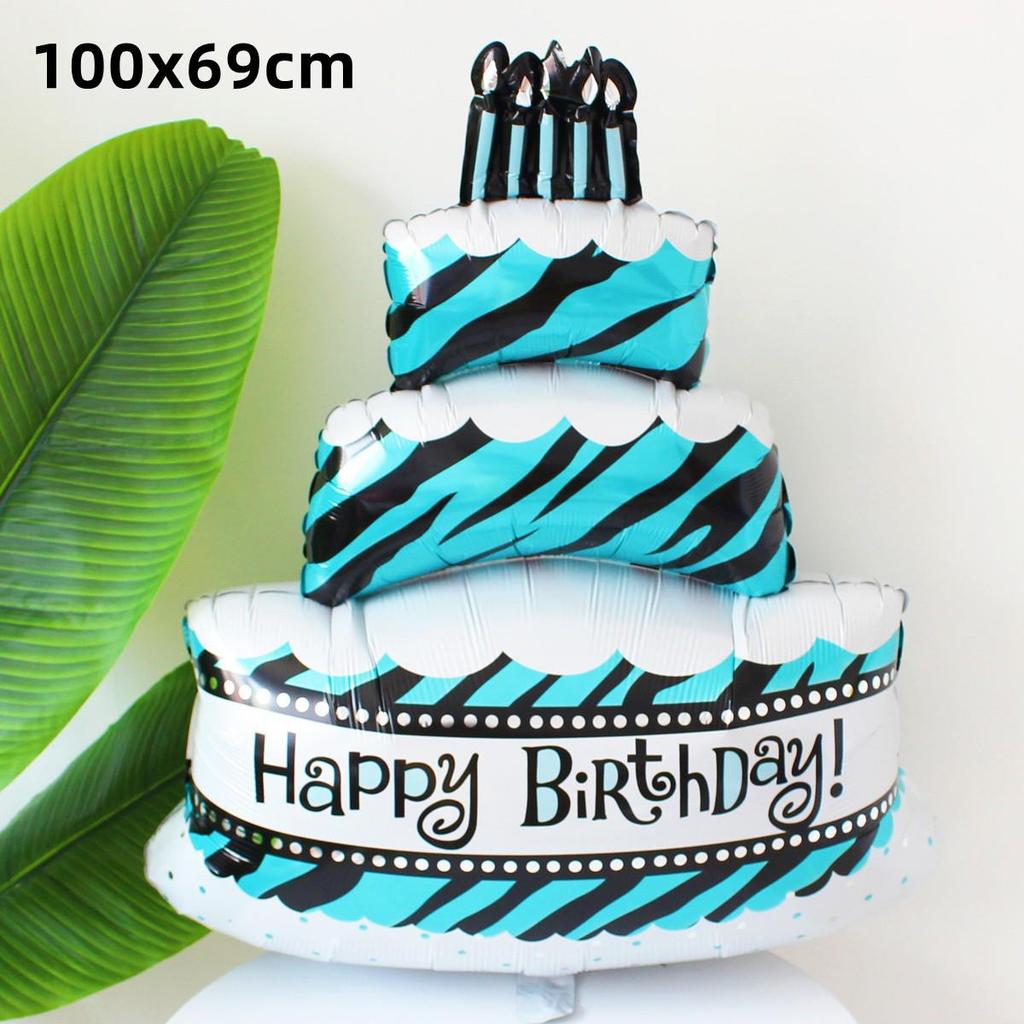 Colorful Large Birthday Cake Foil Balloon for Kids' Party Decoration and Photo Props