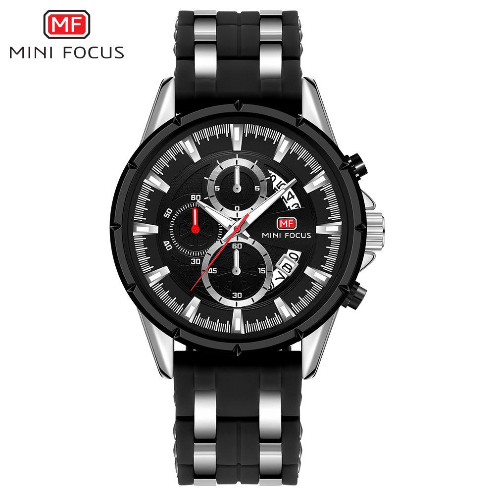 Minifocus Multifunctional Sports Men S Watch Calendar Luminous Waterproof Silicone Strap 0273G