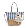 Summer trend canvas bag striped vegetable basket women's bag new high-end retro splicing fashion messenger bag