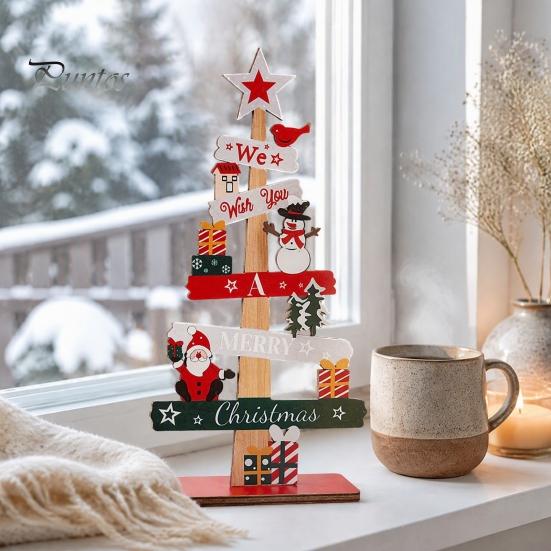 Charming Xmas Tabletop Ornaments Christmas Tree Ornament, Wooden Letter Sign Decorative Small Festive Accents for Office Compact Stable Party Supplies