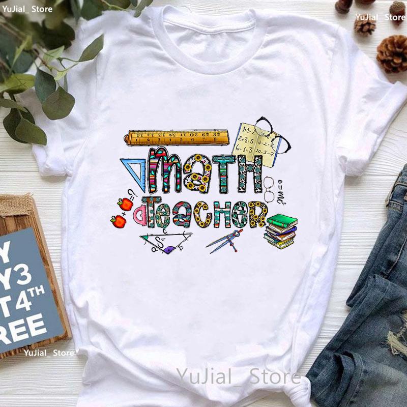 

Teaher Life Graphic Print Tshirt Girls Merry Christmas Book Tea Globe T Shirt Women Harajuku Shirt Leopard Apple Female T-Shirt XXXL білий