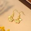 925 Sterling Silver Chinese Palace Style Enamel Resin Flower Drop Earrings for Women - Light Luxury Qipao Studs
