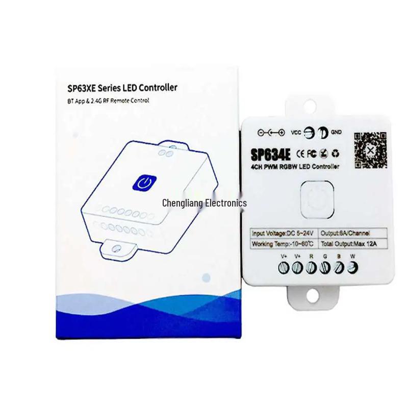 SP630E Bluetooth LED Controller: RGBCW, Single/Dual Color Temp, Magic Color Strip Dimming via App.