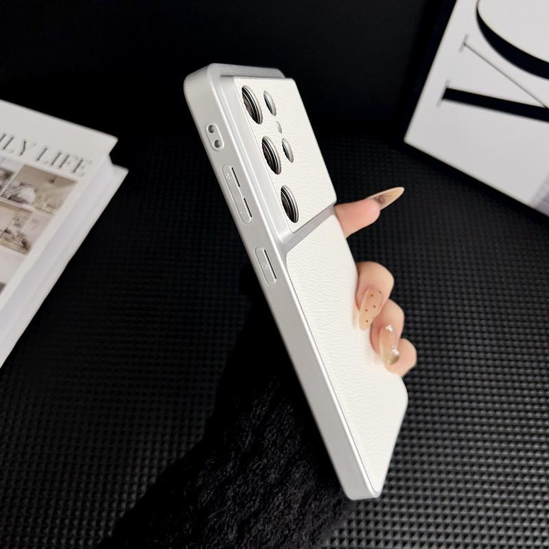 S26 Ultra Case Luxury Leather Skin Hybrid PC Bumper Matte Anti-skid Back Cover For Samsung Galaxy S26 Ultra S25 FE S24 Plus