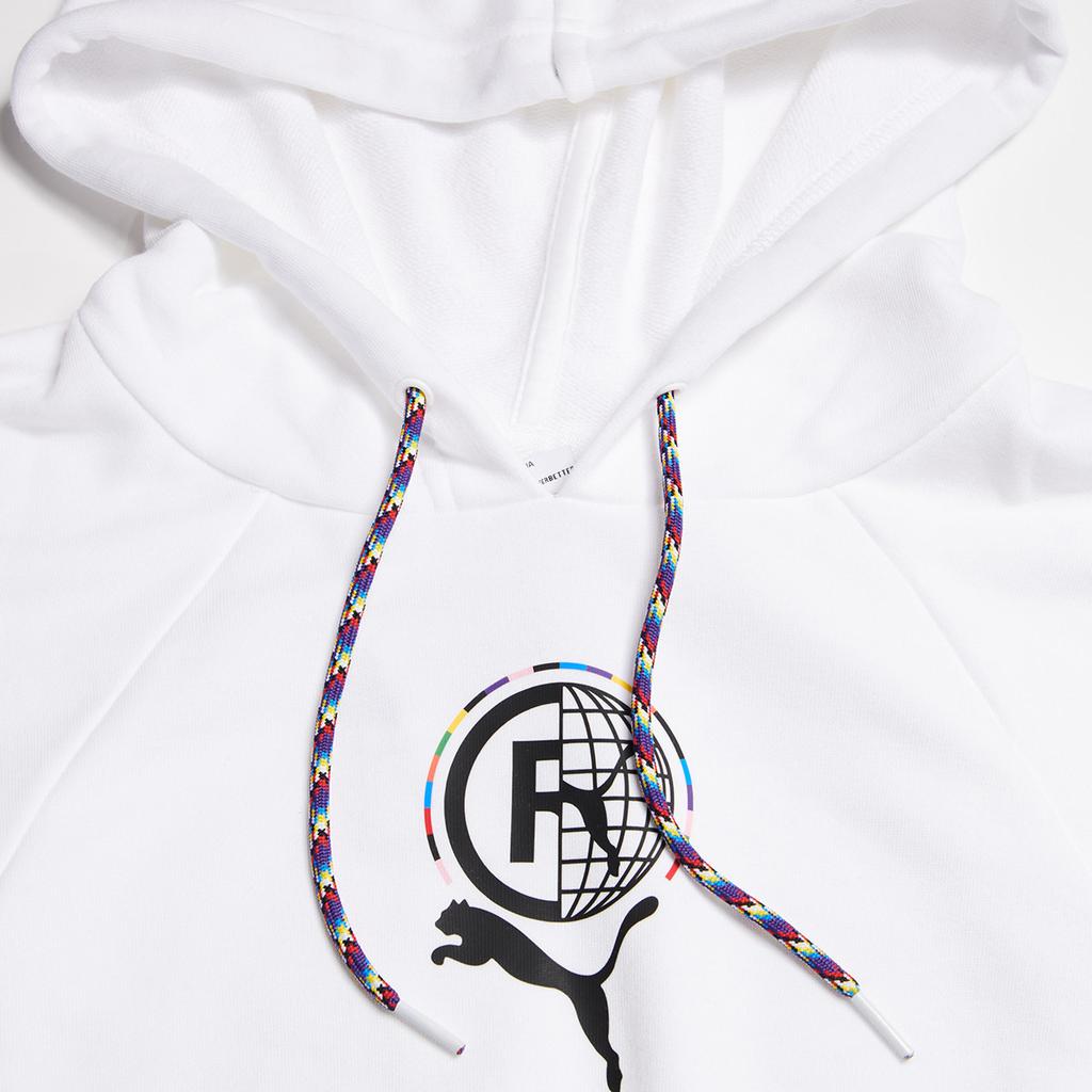 Puma Printed Knit Drawstring Hooded Long Sleeve Cropped Sweatshirt Women Sweatshirt White 531352-02