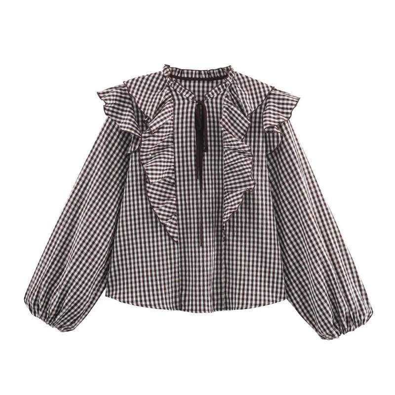 Womens Plaid Layered Overlay Long Sleeve