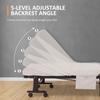 Folding Bed with Mattress, Single Guest Bed, Portable Fold Bed with Adjustable Backrest, Metal Frame on Wheels, White, 190 x 76 cm