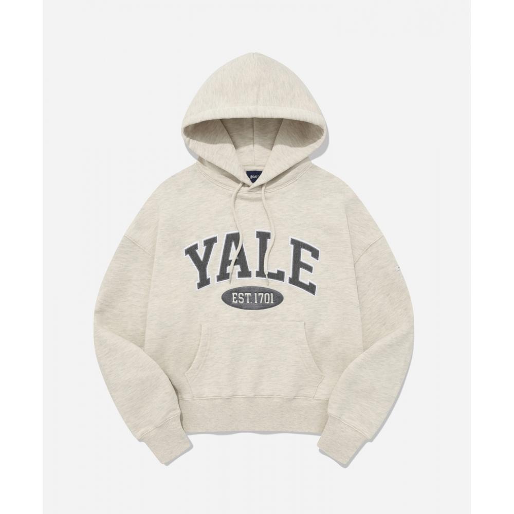 

YALE 23FW 2 TONE ARCH CROP HOODIE OATMEAL