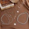 2024 Retro Ring Multilayer Necklace Hexagon Circle Arrow Necklace Fashion Trend Temperament Retro Necklace