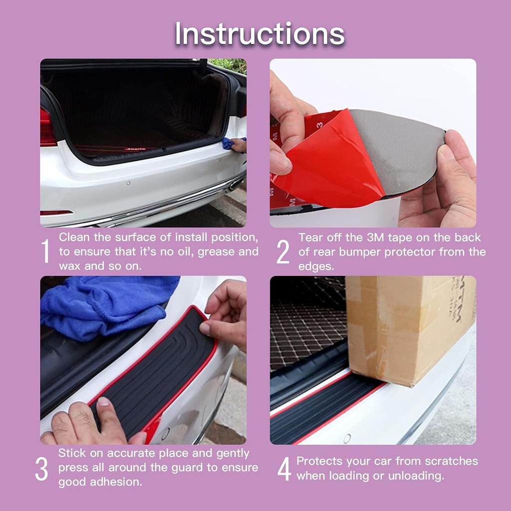 Rear Bumper Protector Guard Trunk Rubber Protection Strip Rubber Scratch-Resistant Trunk Door Entry Guards Car Accessory for SUV/Cars - Universal No