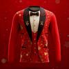 Christmas Fake suit Pattern 3D printed men's long sleeves T-shirt Happy New Year oversized T-shirt fun gift Cosplay Men clothes