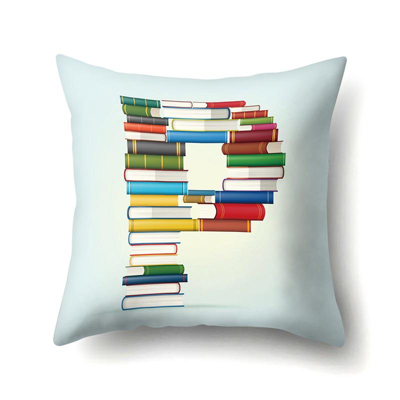 Polyester Pillowcase Car Decoration Home 26 English Letters Print Book Pillowcase