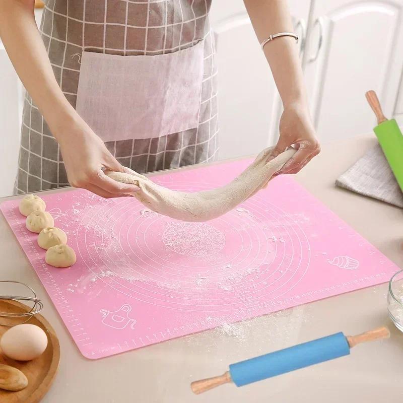 Silicone Rolling Pin Kneading Pad Set Silicone Roller Type Pressure Roller Pizza Grade Rolling Pin Pad Kitchen Baking Tool