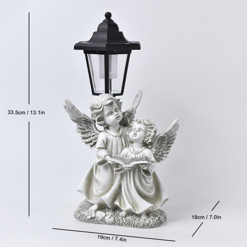 

JYL TS/057,Resin Mother and Child Angel Statue Solar Outdoor Light for Home Garden Path Sculpture Decor One Size какао коричневый
