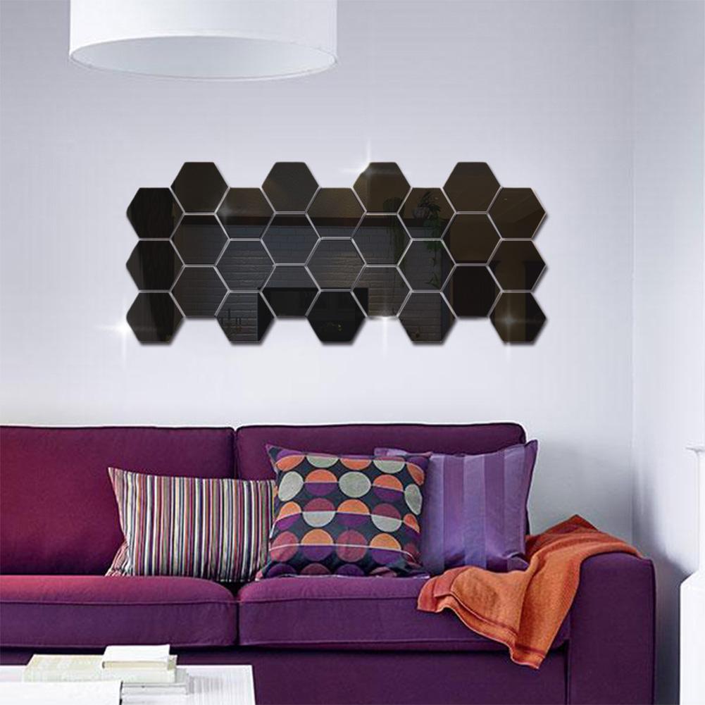DIY Wall Art Hexagonal Mirror Self-adhesive Peel-and-stick Lightweight Acrylic Reflective Finish Shatterproof Acrylic