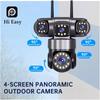Four Lens Four Screens 16MP WIFI IP Camera Two Way Audio 360° PTZ Control Linkage Auto Tracking IP66 Waterproof HiEasy APP