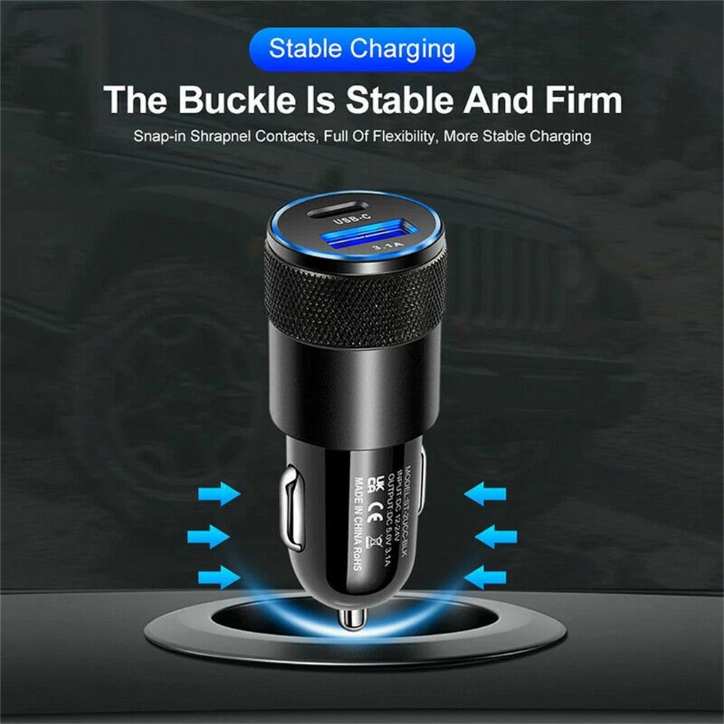 USB Fast Car Charger 3.1A Type-C PD Fast Charging Phone Car Adapter For Universal Mobile Phones
